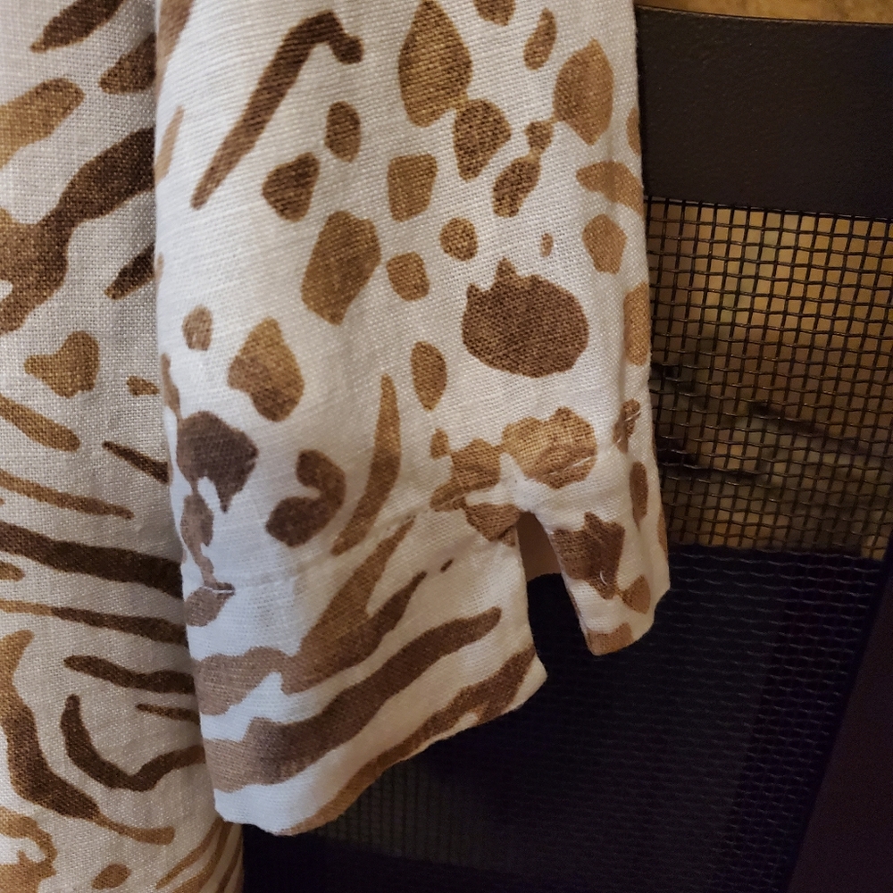 JM Collection Gold Button Down Linen Top - Picture 3 of 6
